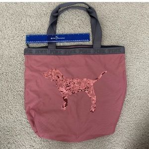 Victoria’s Secret pink large bling dog tote zip